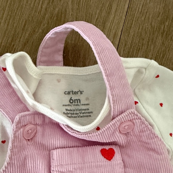Carter's Pink Corduroy Pinafore Dress with White Heart Top - Picture 2 of 4